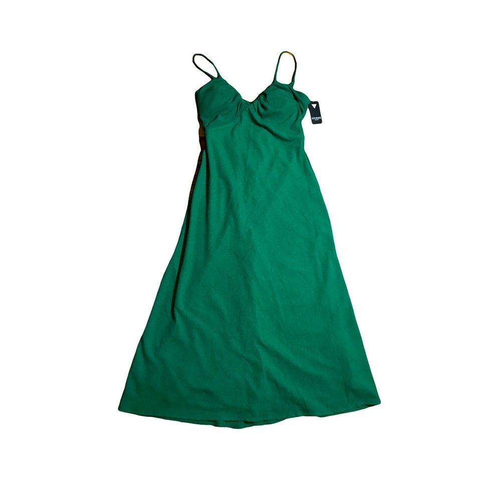 Guess sz 8 or MEDIUM maxi dress adjustable spaghetti straps emerald green nwt